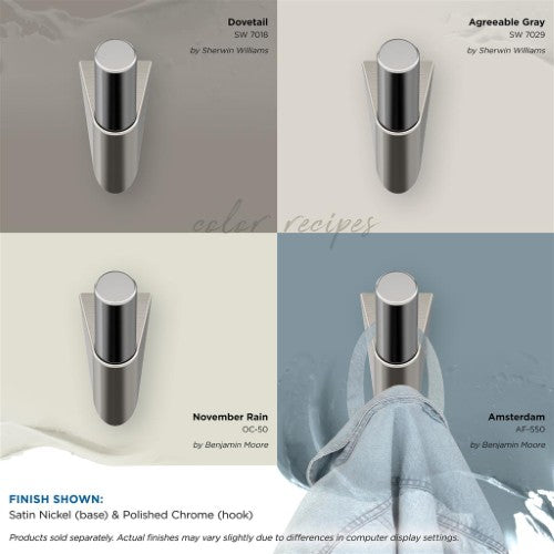Acclivity Zinc Satin Nickel / Polished Chrome Hook 7