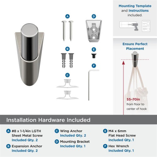 Acclivity Zinc Satin Nickel / Polished Chrome Hook 3