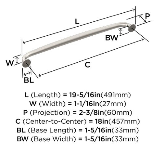 Renown Zinc Satin Nickel Appliance Pull 3