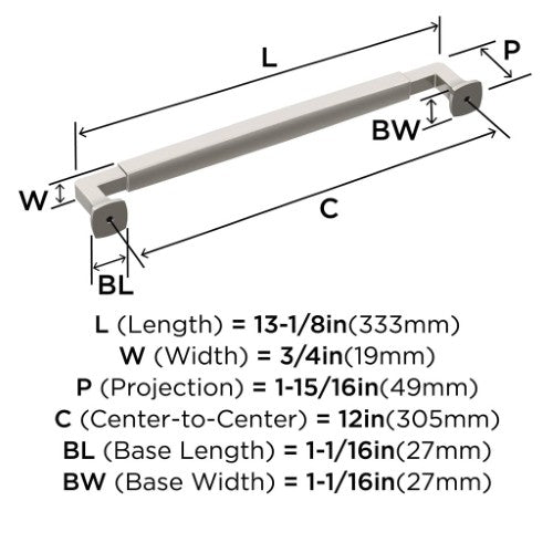Stature Zinc Satin Nickel Appliance Pull 3