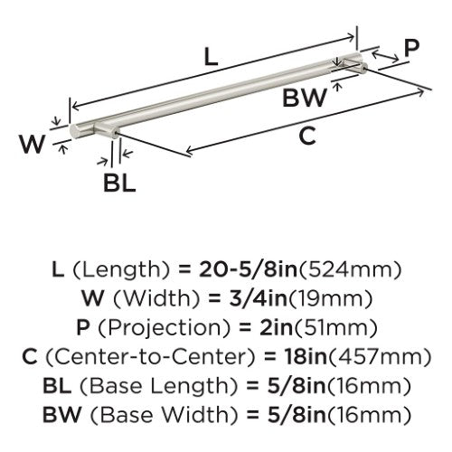 Bar Pulls Carbon Steel Satin Nickel Appliance Pull 5