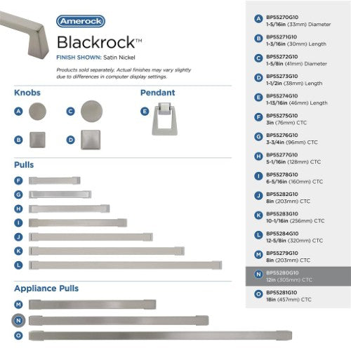 Blackrock Zinc Satin Nickel Appliance Pull 14