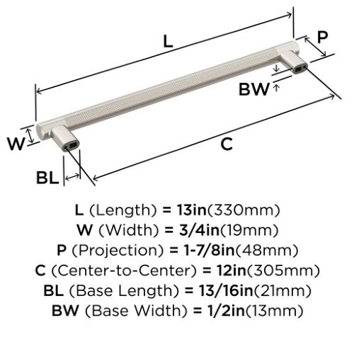 Bronx Zinc & Stainless Steel Satin Nickel Appliance Pull 4