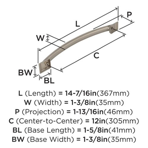 Candler Zinc Satin Nickel Appliance Pull 3