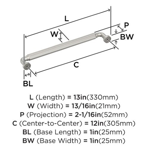 Cowrie Zinc Satin Nickel Appliance Pull 3