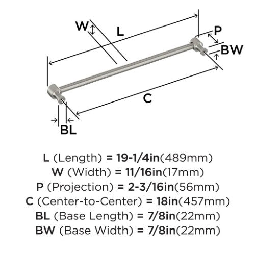 Dupont Circle Zinc Satin Nickel Appliance Pull 5