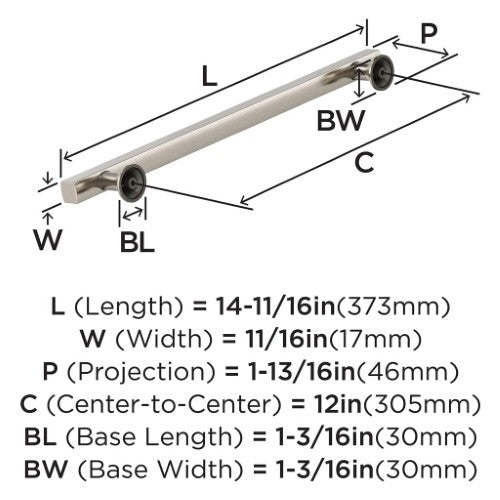 Everett Zinc Satin Nickel Appliance Pull 3