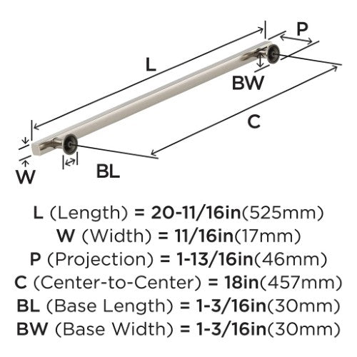Everett Zinc Satin Nickel Appliance Pull 4