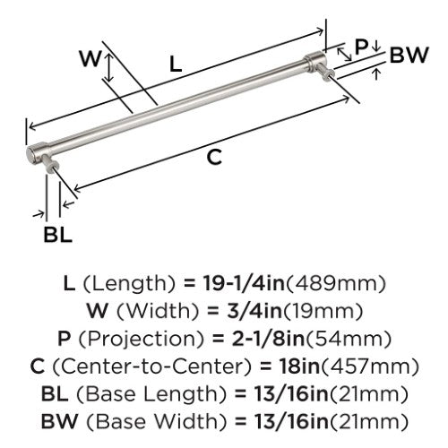 Faircrest Zinc & Steel Satin Nickel Appliance Pull 4