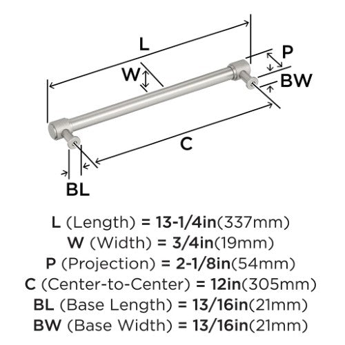 Faraday Zinc Satin Nickel Appliance Pull 3