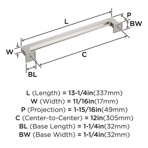 Lintel Zinc Satin Nickel Appliance Pull 3
