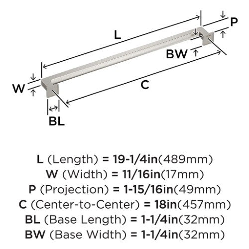 Lintel Zinc Satin Nickel Appliance Pull 4