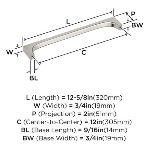 Merced Zinc Satin Nickel Appliance Pull 3