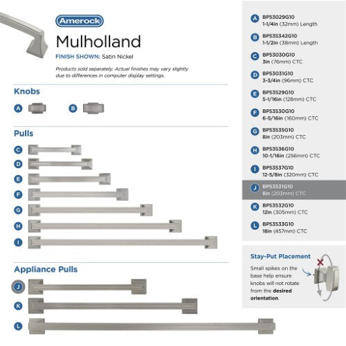 Mulholland Zinc Satin Nickel Appliance Pull 15