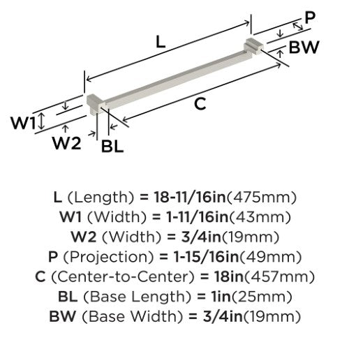 Rockhurst Zinc Satin Nickel Appliance Pull 4