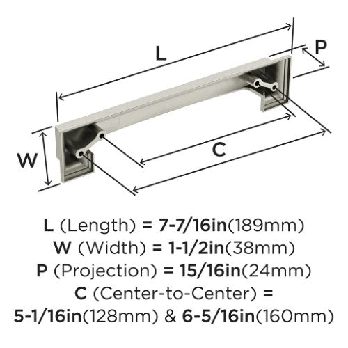 Appoint Zinc Satin Nickel Cabinet Pull 6