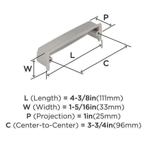 Kane Zinc Satin Nickel Cabinet Pull 2
