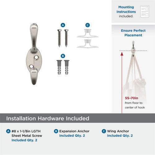 Noble Zinc Satin Nickel Hook 4