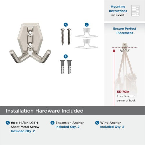 Benton Zinc Satin Nickel Hook 3