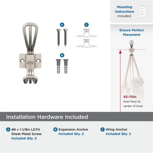 Vinland Zinc Satin Nickel Hook 3