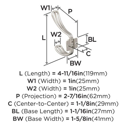 Vinland Zinc Satin Nickel Hook 2