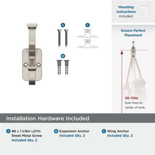 Alder Zinc Satin Nickel Hook 3
