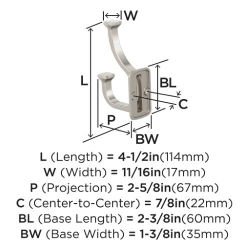 Alder Zinc Satin Nickel Hook 2