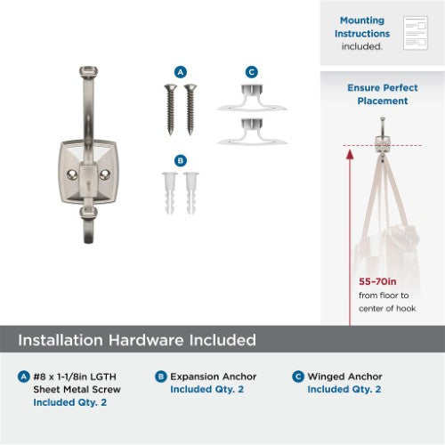 Kinsale Zinc Satin Nickel Hook 3