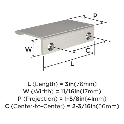 Streamline II Zinc Satin Nickel Cabinet Pull 7