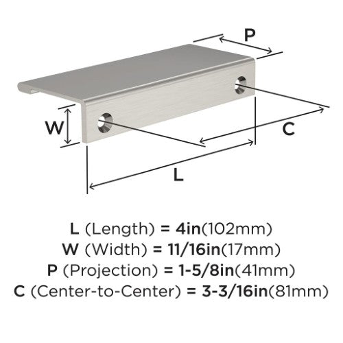 Streamline II Zinc Satin Nickel Cabinet Pull 8