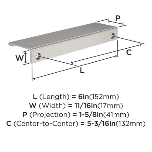 Streamline II Zinc Satin Nickel Cabinet Pull 10