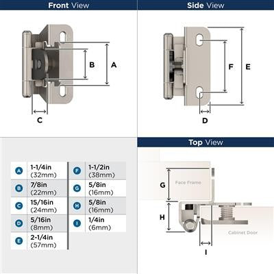 Decorative Hinges Steel Satin Nickel Cabinet Hinge 2