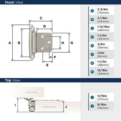 Decorative Hinges Steel Satin Nickel Cabinet Hinge 2