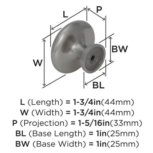Inspirations Zinc Satin Nickel Cabinet Knob 4