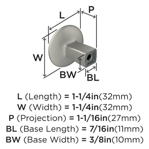 Riva Zinc Satin Nickel Cabinet Knob 2