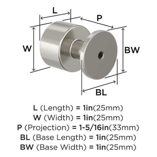 Balon Zinc Satin Nickel Cabinet Knob 5