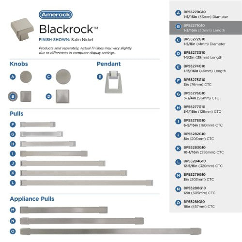 Blackrock Zinc Satin Nickel Cabinet Knob 32