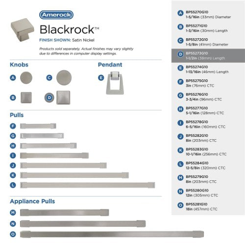 Blackrock Zinc Satin Nickel Cabinet Knob 21