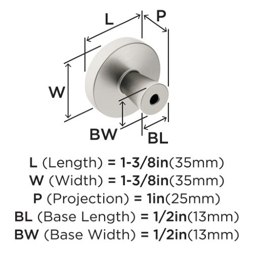Destine Zinc Satin Nickel Cabinet Knob 2
