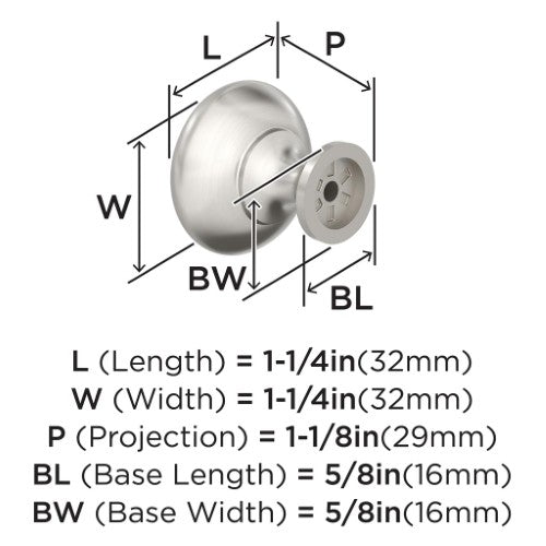 Edona Zinc Satin Nickel Cabinet Knob 1