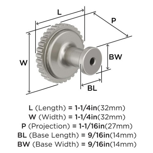 Farewind Zinc Satin Nickel Cabinet Knob 3