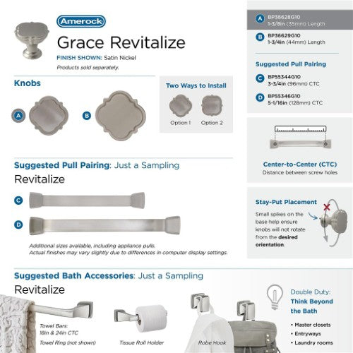 Grace Revitalize Zinc Satin Nickel Cabinet Knob 6