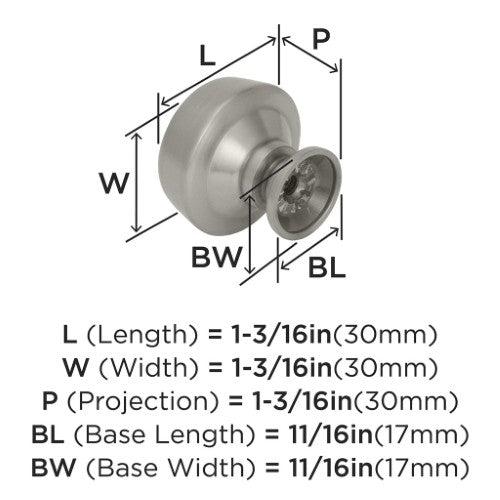 Kane Zinc Satin Nickel Cabinet Knob 3
