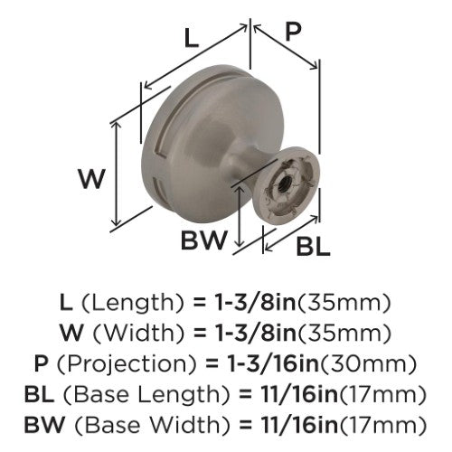 Oberon Zinc Satin Nickel Cabinet Knob 3