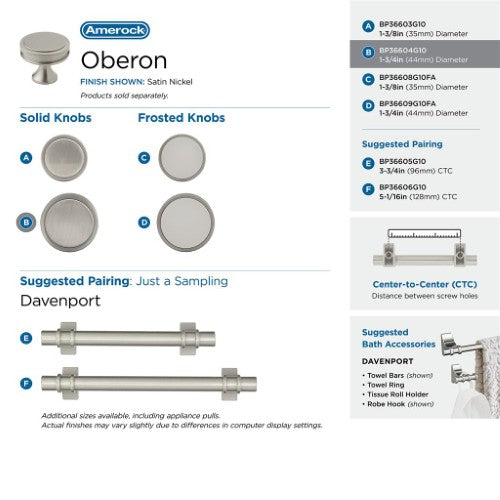 Oberon Zinc Satin Nickel Cabinet Knob 8