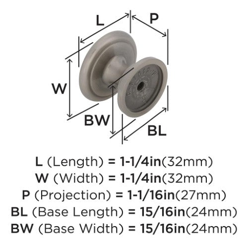 Ravino Zinc Satin Nickel Cabinet Knob 2