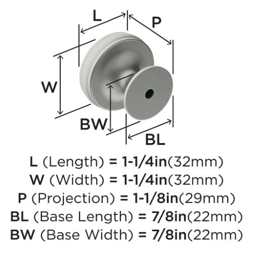 Renown Zinc Satin Nickel Cabinet Knob 2