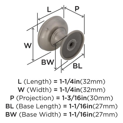 Revitalize Zinc Satin Nickel Cabinet Knob 2
