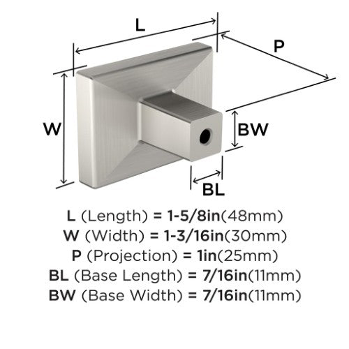 Rockhurst Zinc Satin Nickel Cabinet Knob 3