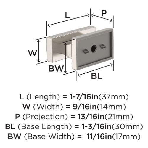 Socle Zinc Satin Nickel Cabinet Knob 2